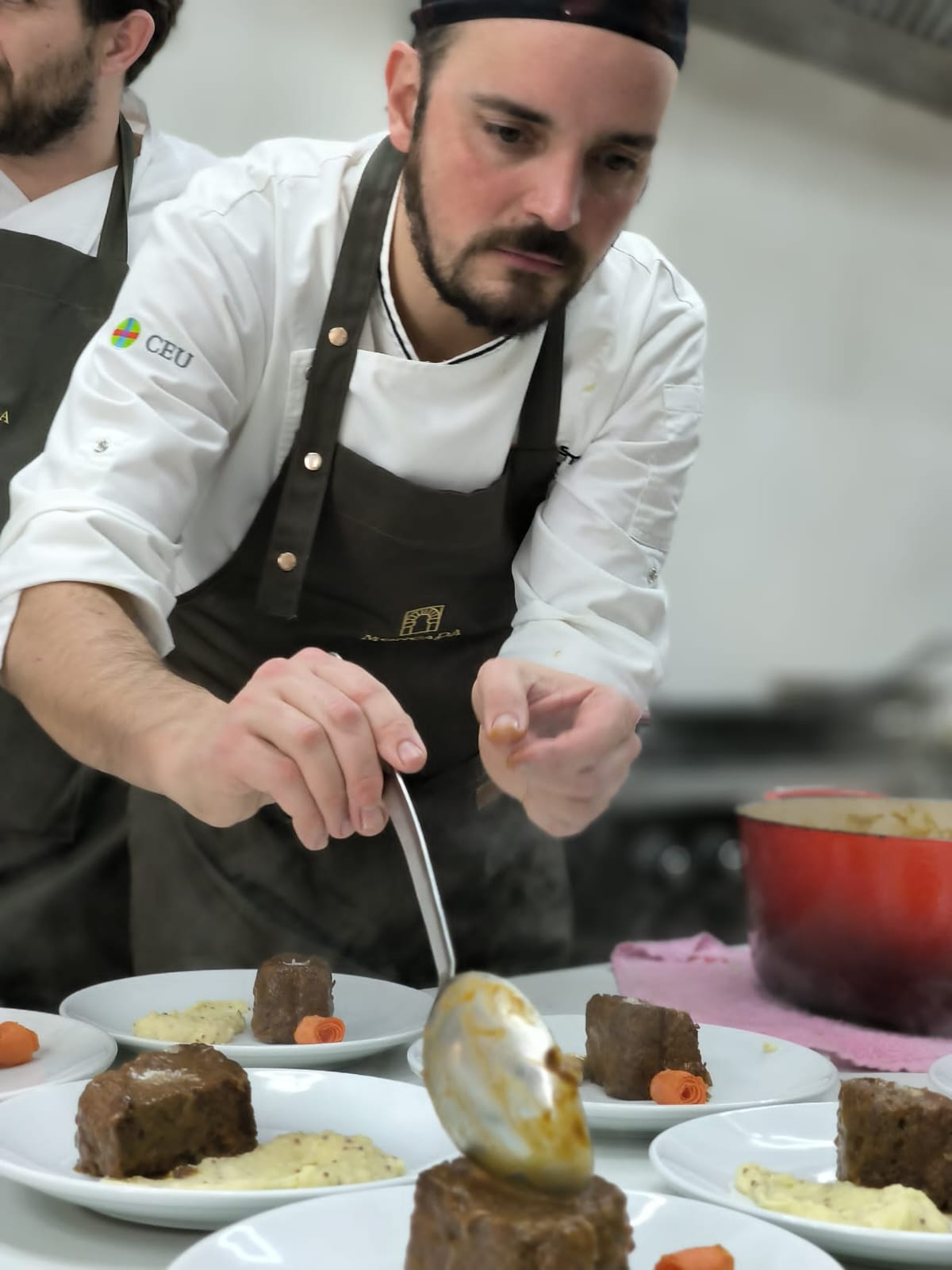 Chef plating courses for a private dinner